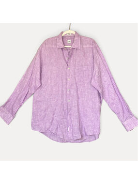 Peter Millar 100% Linen Lavender Button Down Shirt Mens XL